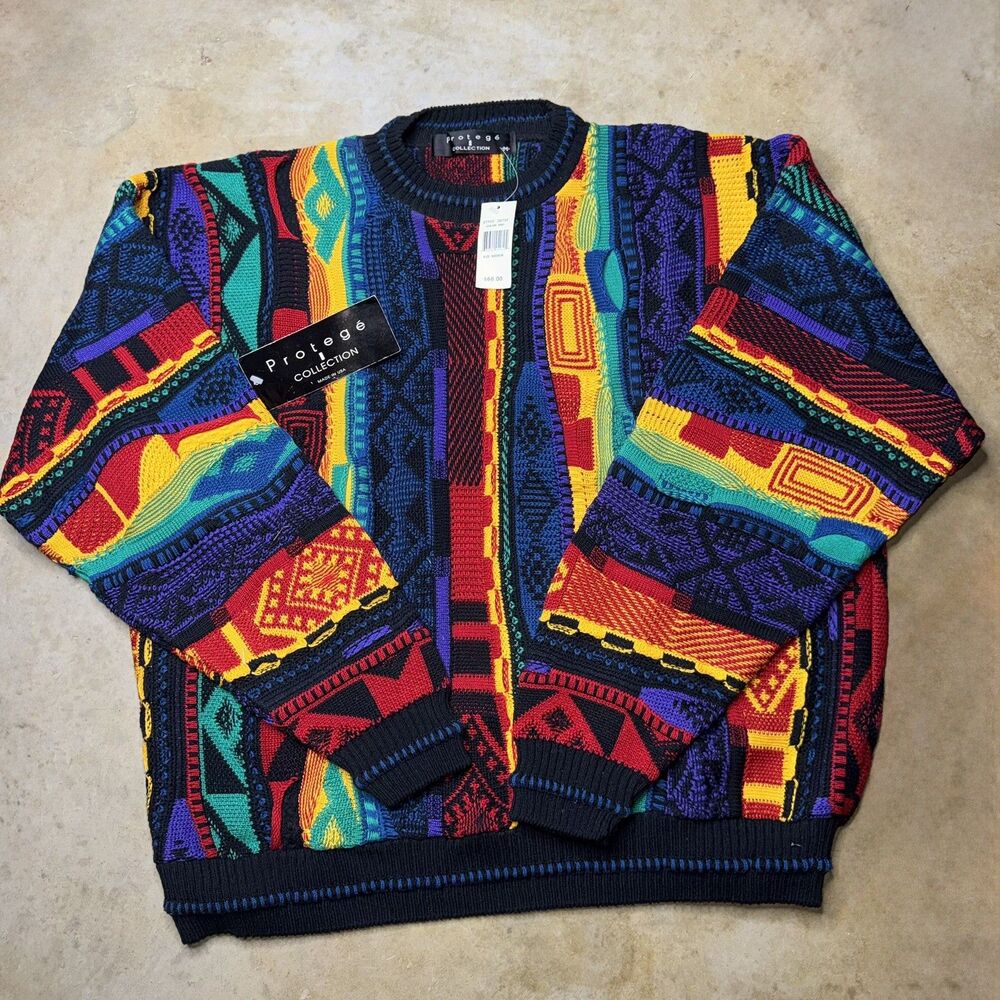 Vintage Protege Collection Sweater Coogi Style 3d Textured Mens M Cosby NWT 90s